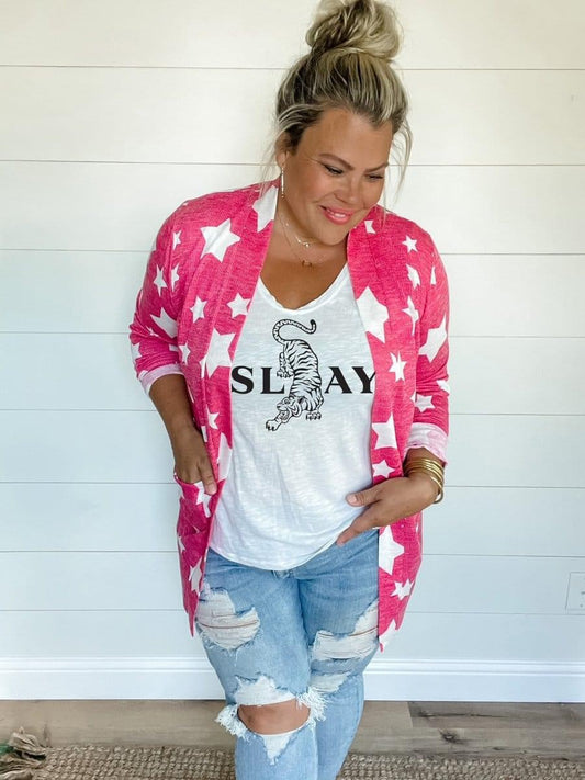 Pink and white stars cardigan