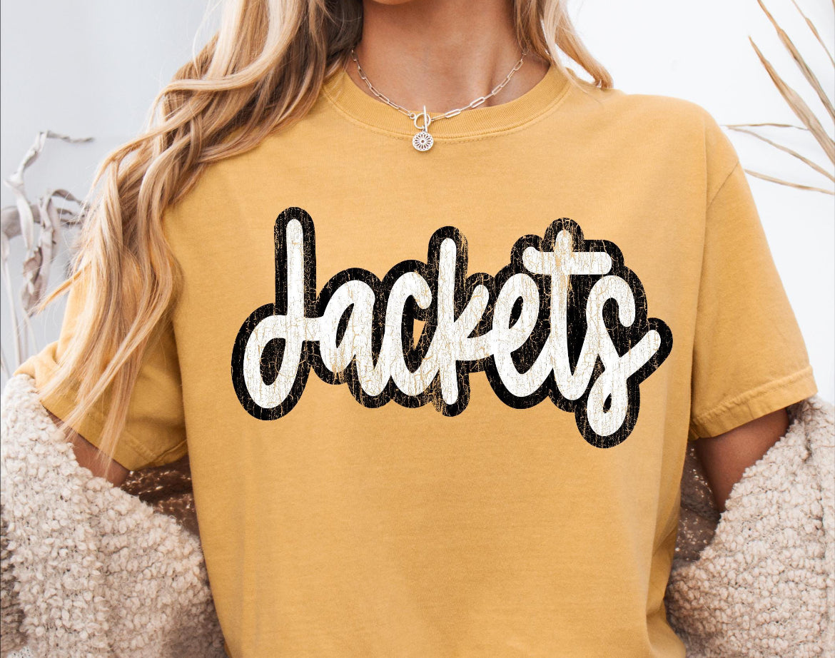 Distressed Jackets Cursive