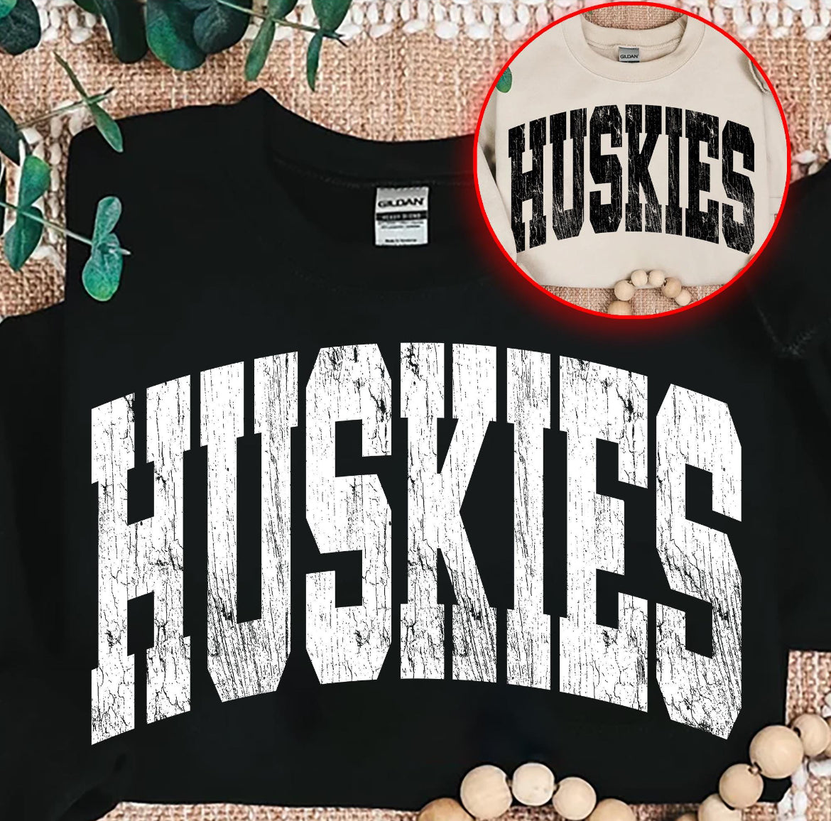 Vintage Arched Huskies Crewneck