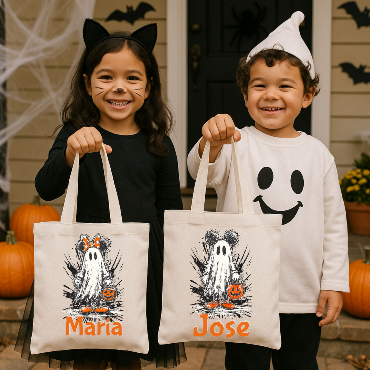 Personalized Mouse Ghost Halloween Tote Bag