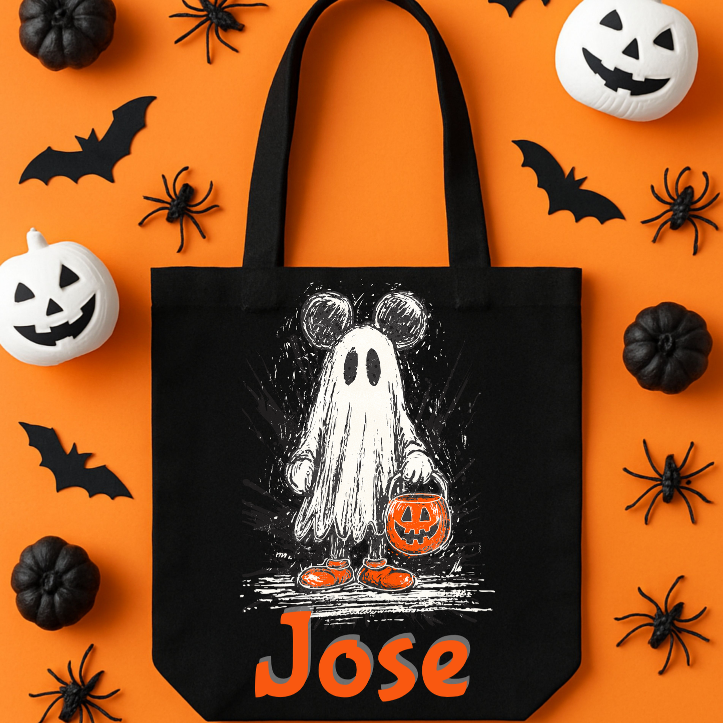 Personalized Mouse Ghost Halloween Tote Bag