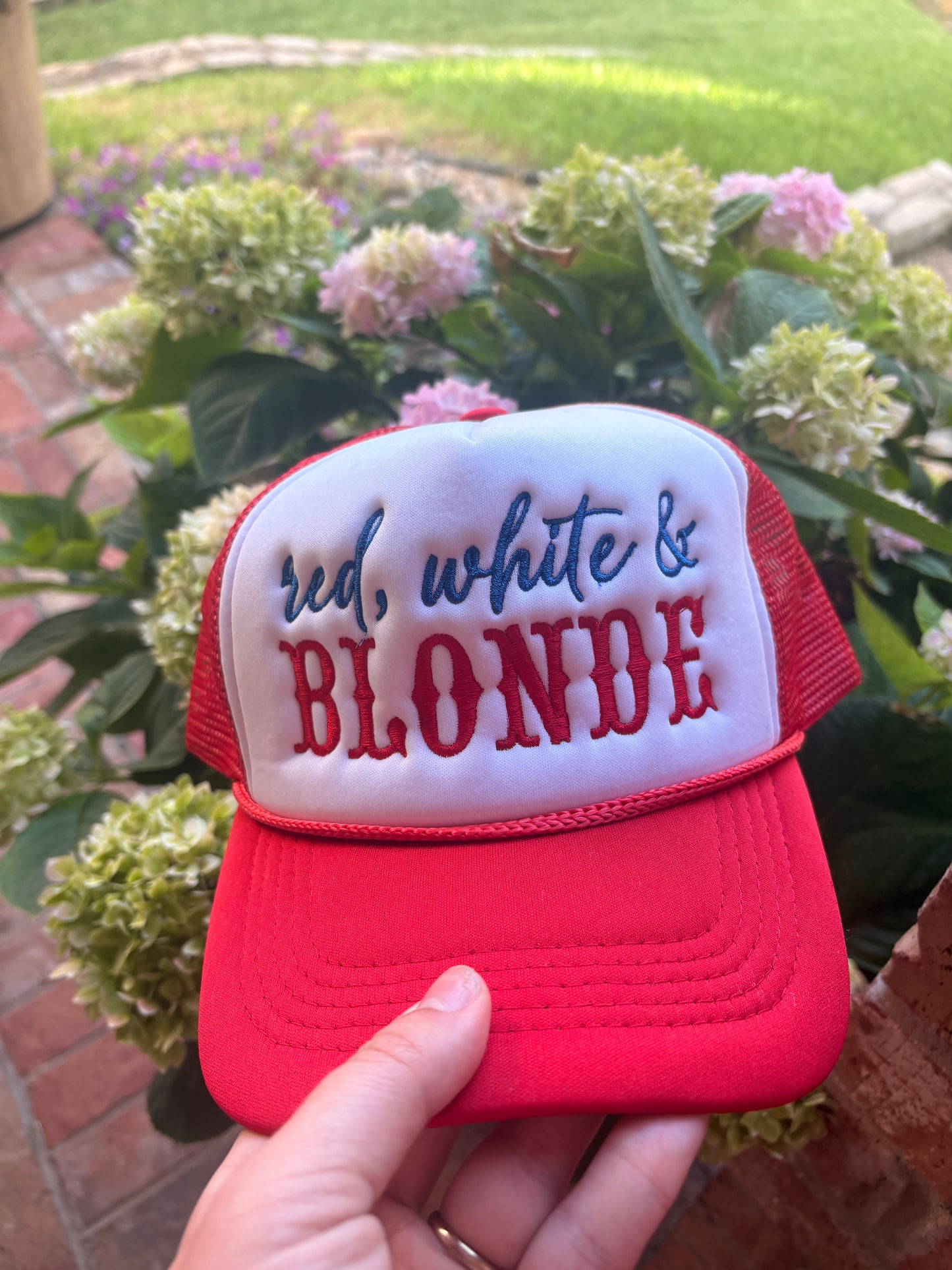 Custom Red, White & Personalized Trucker Hat