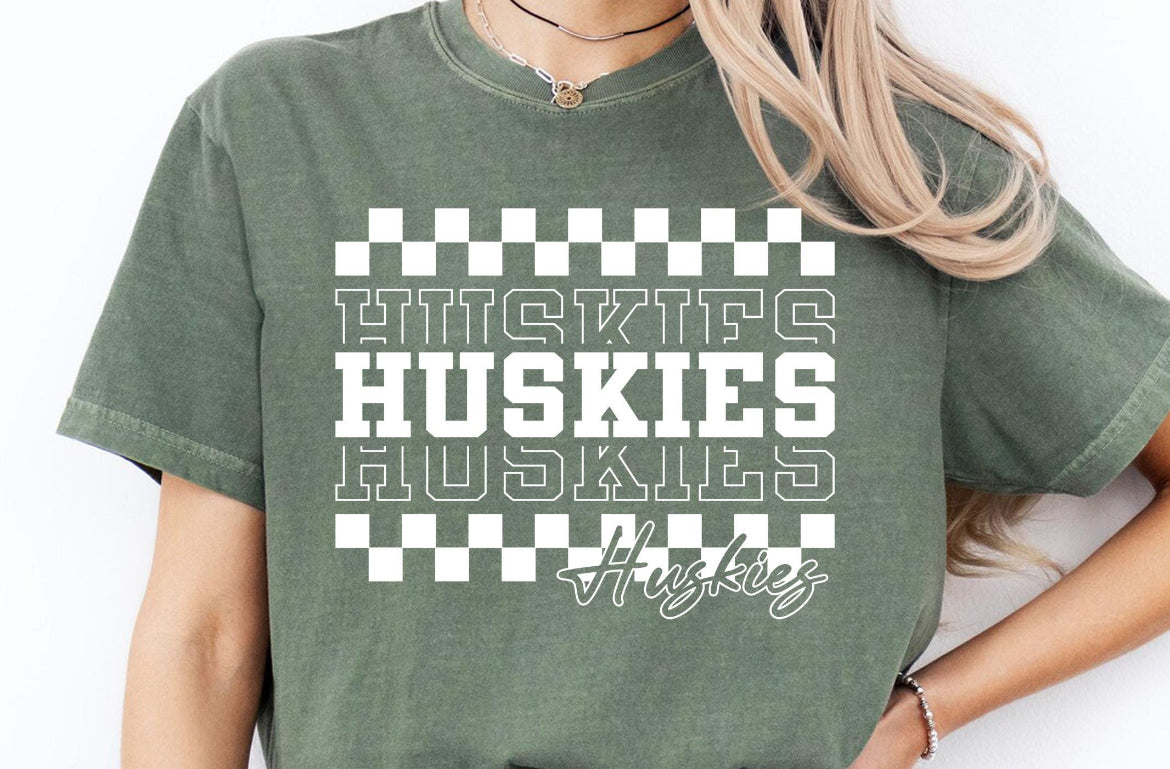 Checkered Huskies Tee