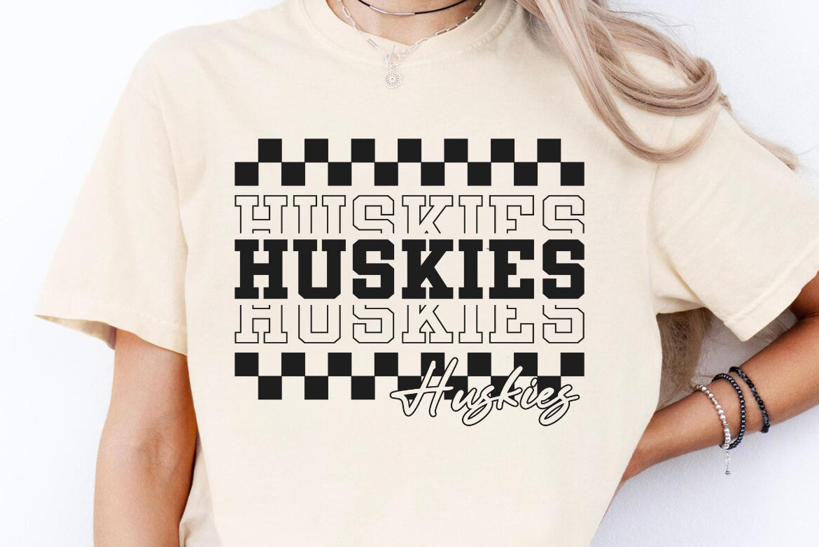 Checkered Huskies Tee