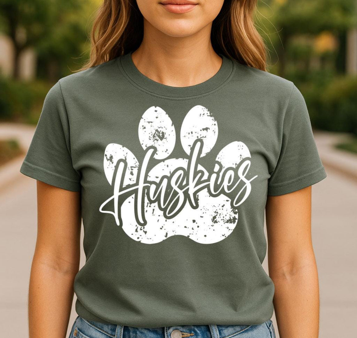 Distressed Paw Huskies T-Shirt