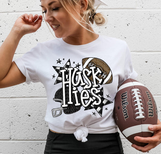 Black & White Huskies Game Day Top